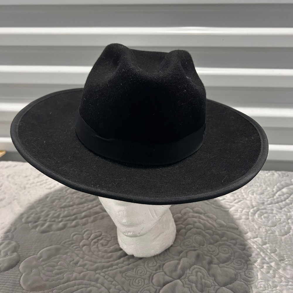 Bruno Capelo Black Red Bottom Wide Brim Fedora Hat Mens Medium Australian Wool